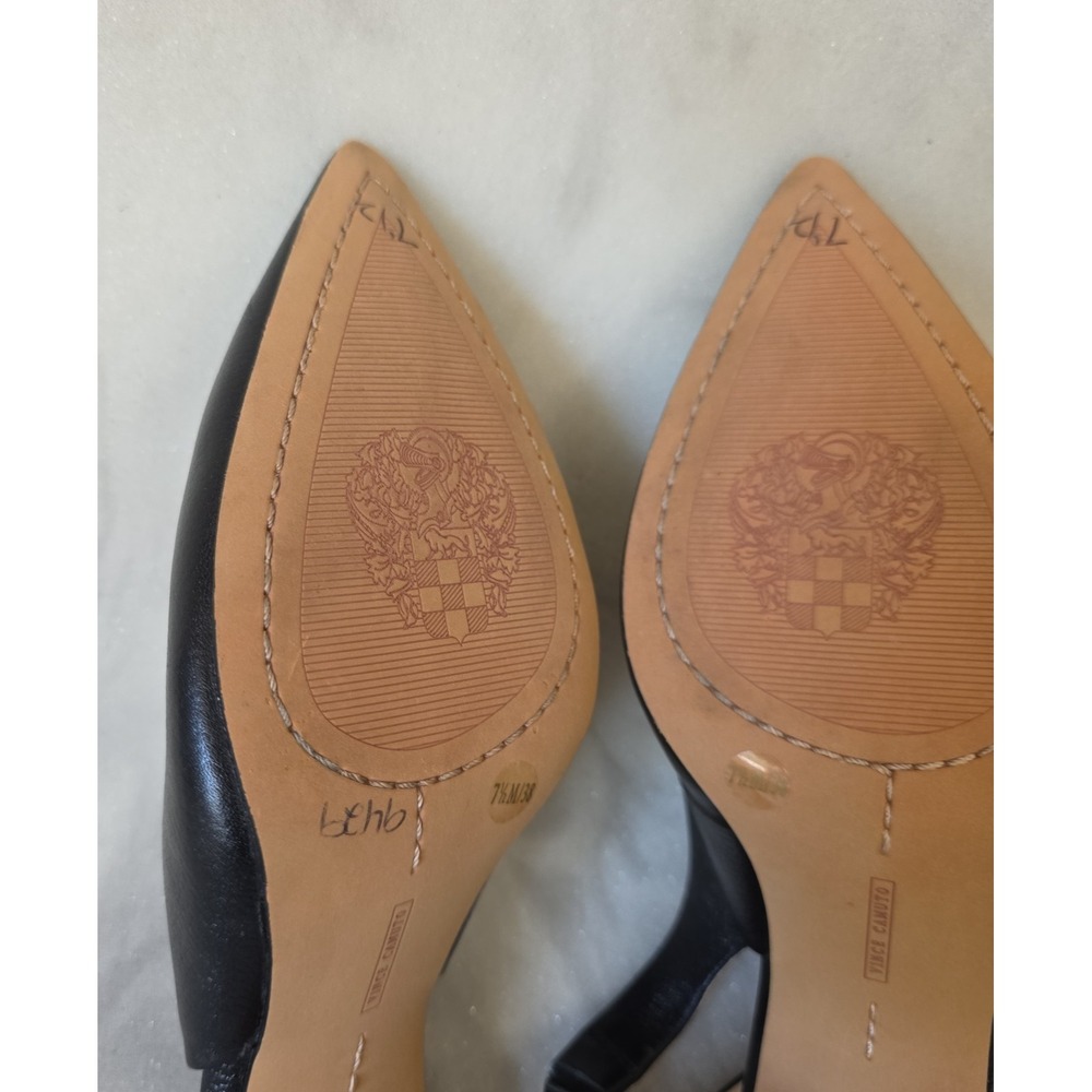 Vince Camuto Hamden Slingback Pumps Black Leather Block Heel Pointed Toe Sz 7.5 - Picture 15 of 16